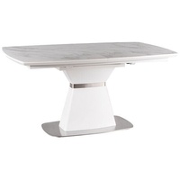 Esstisch Säulentisch Konferenztisch 160-210x90cm Marmor weiß ausziehbar 86427978