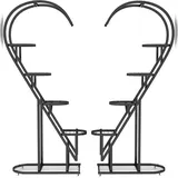 COSTWAY 5-stufiger Pflanzenständer aus Metall, herzförmig, Blumenregal mit Haken, Kippschutz