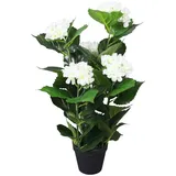 vidaXL Künstliche Hortensie mit Topf 60 cm Weiß