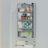 HOMCOM Medizinschrank Arzneischrank mit Schloss Edelstahl 30 x 12 x 60 cm