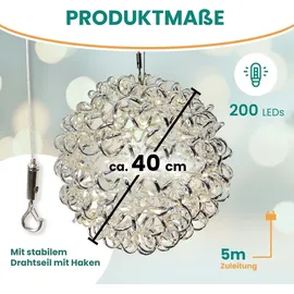 Gartenpirat Kugel 40 cm Aluminium 200 LED warmweiß