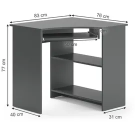 Vicco Eckschreibtisch Odin Anthrazit, 83 x 76 cm,