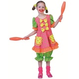 Funny Fashion Kostüm Clown Girl Fluo - Buntes Mädchen Clownkostüm Kleid 140
