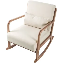 Beliani Schaukelsessel SKOVDE Stoff 66 x 82 x 79 cm Beige mit Kissen