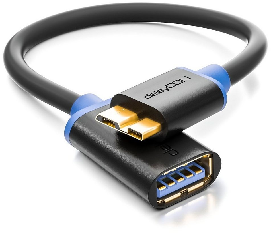 deleyCON deleyCON 0,2m USB 3.0 OTG Adapter für Handy/Smartphone/Tablet - Micro USB-Kabel