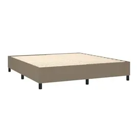 vidaXL Boxspringbett mit Matratze & LED Taupe 160x200 cm Stoff