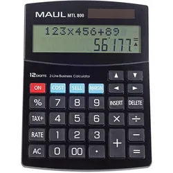 Maul MTL 800 Tischrechner Schwarz Display (Stellen): 12 batteriebetrieben, solarbetrieben