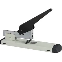 Relaxdays Heftgerät Profi, 100 Blatt Heftleistung, für 24/6 Klammern, bis 70 mm Einlegetiefe, großer Bürotacker, grau