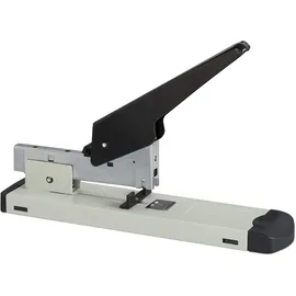 Relaxdays Heftgerät Profi, 100 Blatt Heftleistung, für 24/6 Klammern, bis 70 mm Einlegetiefe, großer Bürotacker, grau