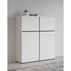 INOSIGN Highboard »Cross, moderne grifflose Hochkommode mit 4 Türen,Türkommode« Hochschrank, Höhe 139 cm mit viel Stauraum, Einlegeböden verstellbar, weiß