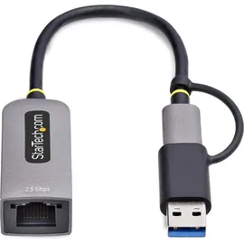 Startech 2.5GbE USB C Ethernet Adapter mit USB-A Adapter, USB-C Netzwerkadapter, USB 3.0 Typ-C 2.5Gb Netzwerk