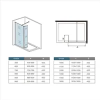 Walk in Duschkabine 30x200cm Duschwand mit 40x200cm Flipper Panel +90cm Stabilisator 8mm Nano-ESG Duschtrennwand