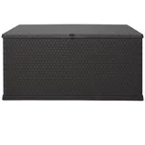 Ondis24 XL Kissenbox Enzo in Rattan Optik Auflagenbox abschließbar Gartenbox beugt Schimmel vor Regensicher mit Rollen (Anthrazit)