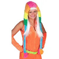 Funny Fashion Kostüm Plüsch Mütze Rainbow zum Hippie oder Clown Kostüm