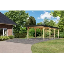 KARIBU Carport, Außenmaß BxT: 318 x 813 cm, naturbelassen, Holzart: Fichte - braun