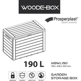 Prosperplast Woodebox 190 l 190 x 70 x 60 cm Anthrazit