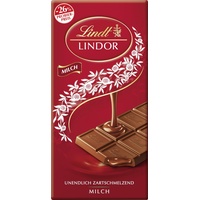 Lindt Schokolade LINDOR Milch, Promotion | 100 g Tafel | Feinste Vollmilch-Schokolade mit einer unendlich zartschmelzenden Füllung | Schokoladentafel | Schokoladengeschenk, 2023 Version
