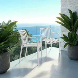 Tectake Gartenstuhl Alcudia 54,5 x 58 x 80,5 cm creme 6 St.