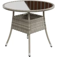 Juskys Yoro Polyrattan Gartentisch rund Ø 80 cm Grau