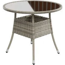 Juskys Yoro Polyrattan Gartentisch rund Ø 80 cm Grau