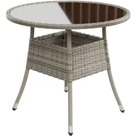 Juskys Yoro Polyrattan Gartentisch rund Ø 80 cm Grau