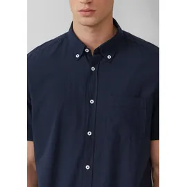 s.Oliver Regular Fit: Kurzarmhemd mit Struktur-Streifen und Button-Down-Kragen - blau - XL