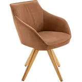 Koinor Armlehnstuhl, Eiche, Cognac, Holz, Leder, Echtleder, Büffelleder, Wildeiche, massiv, konisch, eckig, 60x84x67 cm, Goldenes M, Dgm, Lederauswahl, Stoffauswahl, Typenauswahl, Gestellauswahl, automatische Rückholfunktion, Sitzfläche 320° drehbar, Esszimmer, Stühle, Esszimmerstühle, Armlehnenstühle