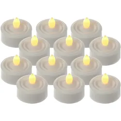 LED Teelichter flackernd flammenlos inkl. Batterien Timer D: 3,6cm weiß 12er Set