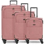 Redolz Essentials 12 THREE SET 4 Rollen Kofferset 3-teilig mit Dehnfalte rose