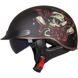 WZGGTEAM Motorrad Halbhelm Retro, Halbschalenhelm mit Sonnenblende, Chopper Helm Roller Helm Offenem Helm Street Moped Halbhelme ECE Zugelassen für Männer und Frauen