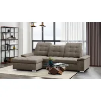 werk2 Ecksofa WERK2 "Carmen, mit Bettfunktion & Bettkasten, optional Sitztiefenverstellung", beige, B:264cm H:105cm T:170cm, 95% Polyester, 5% Nylon, Sofas, Ecksofa, ohne Sitztiefenverstellung, Struktur weich, beige