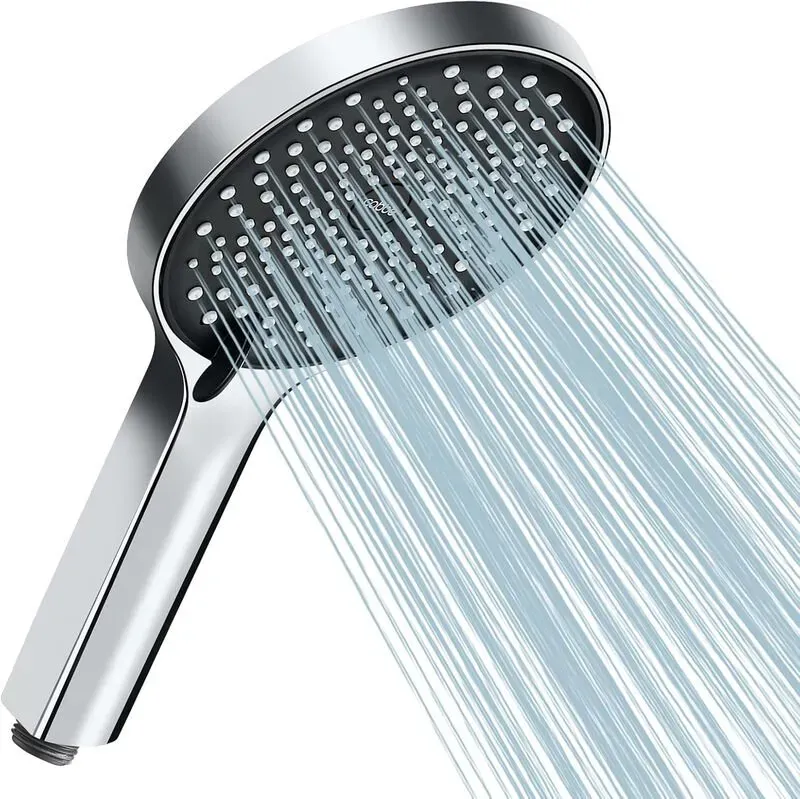 Cobbe Wassersparender Duschkopf, Großer Regenduschkopf mit 3 Strahlarten, Druckverstärkend, Schwarz/Chrom