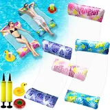 3 Stück Wasserhängematte 130x70cm Pool Luftmatratze mit 2 Lu