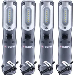 4x TECPO LED Akku Handlampe 300 Lumen + USB Kabel