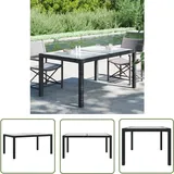 The Living Store Gartentisch 150x90x75 cm Gehärtetes Glas Poly Rattan Schwarz - Gartentisch - Polyrattan Tisch - Esstisch - Gartenmöbel - Balkonmöbel