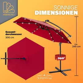 Kingsleeve Ampelschirm Ø 300 cm Rot