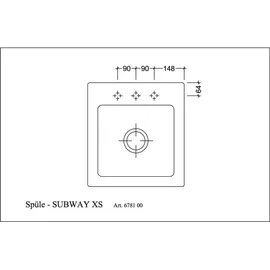 Villeroy & Boch Subway 45 XS ivory + Excenterbetätigung + Lochbohrungen
