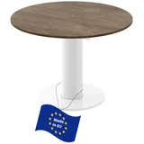 Design Esstisch rund HES-111 Rostoptik matt/Weiß Hochglanz ausziehbar 100 cm bis 148 cm runder Esszimmertisch Küchentisch rund Funktionstisch oval Kitchen Table Esszimmer Dining Table Ausziehtisch