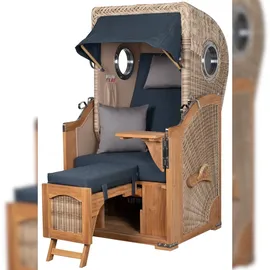 Mr. Deko Strandkorb Komplettset - bene living - Ammersee Single Teak - PE shell - Modell 593 - inkl. Liftersystem