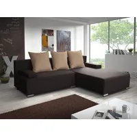 Fun Möbel Ecksofa Sofa LUCY mit Schlaffunktion Braun/ Cappuccino Ottomane Rechts - Braun