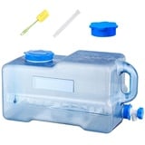 Umikk Wasserkanister mit Hahn und Schraubdeckel, Camping Wasserkanister BPA-frei Trinkwasserkanister,Wassertank Camping mit Griffen,Tragbarer Mehrzweckkanister Wassertank für Camping Wohnwagen (24L)