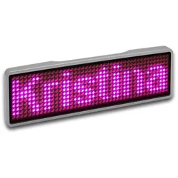 LED Name Tag, 11x44 Pixel, USB - Rahmen: silber - LED: pink