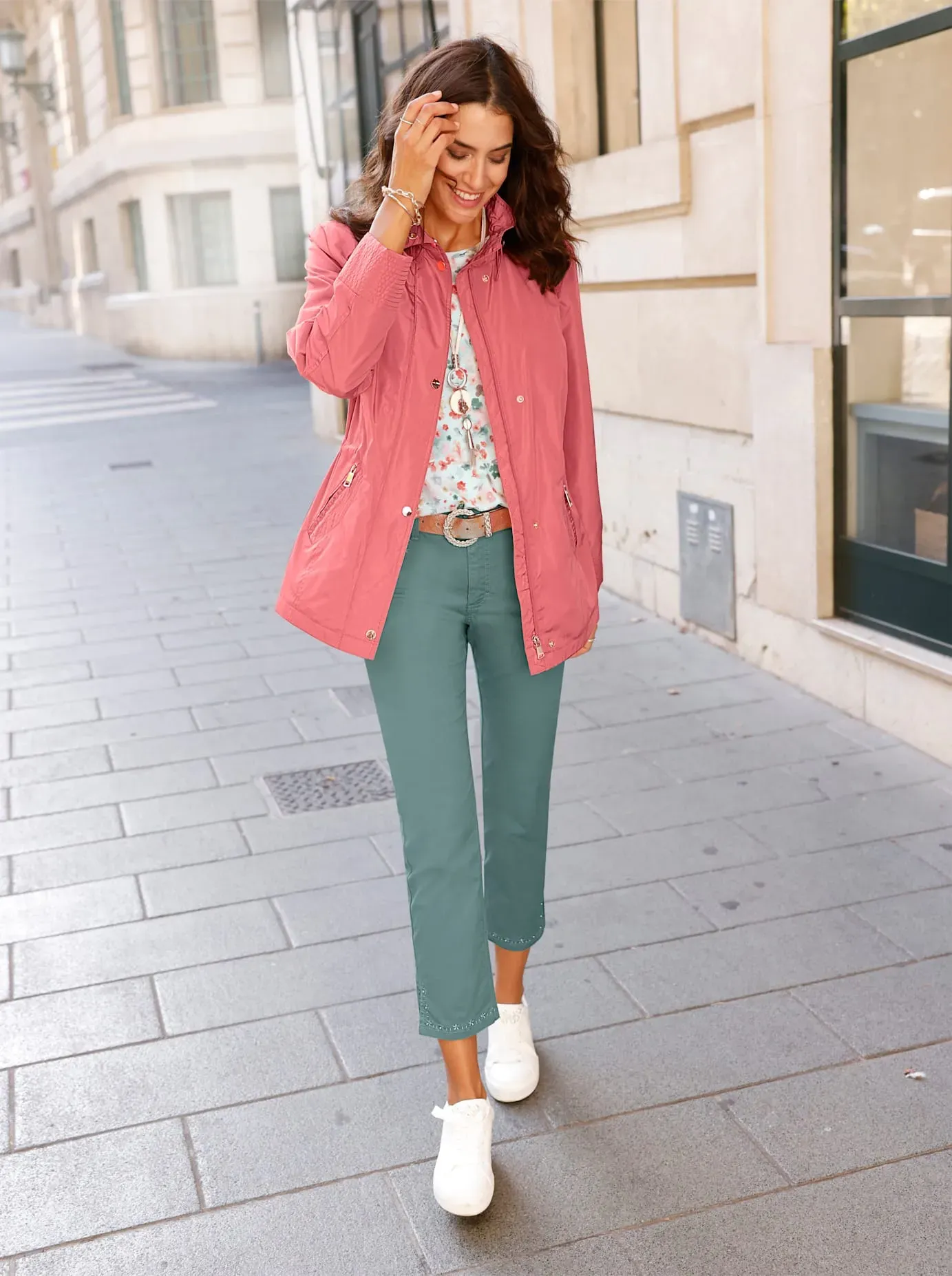 Langjacke INSPIRATIONEN, Damen, Gr. 46, flamingo, 100% Polyester, unifarben, Jacken Langjacke