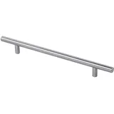 Gedotec Möbelgriff Edelstahl Relinggriff Ø 12 mm - LUNA | Schrankgriff BA 640 mm | Edelstahl matt gebürstet | Küchengriff für Schranktüren & Schubladen 1 Stück - Stangengriff rund mit Schrauben