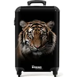 noboringsuitcases NoBoringSuitcases.com Handgepäck Koffer 55x40x20, cm Tiere auf schwarzem Hintergrund: Tiger, - Bunt
