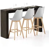 MOBILI FIVER, Evolution Hohe Tisch 180x40 Nussbaum, Dunkel mit Zwei Beinen, Made In Italy