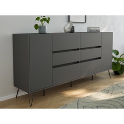 Design Sideboard Kommode Yako 200cm Greifraum 6 SoftClose 2 Türen Grafit