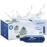 KAYSER K2227001 KAYSER-50 Stück Cream Charger-Sahnekapseln für Sahnespender-Für 500ml Sahne-Premium N2O Kapseln aus Stahl-100% recycelbar-Made in EU-Für kalte und warme Anwendungen, Stahl