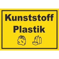 HB-Druck Kunststoff Plastik Mülltrennung Schild Text Symbol shopping bag waagerecht A4 (210x297mm)