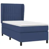 vidaXL Boxspringbett mit Matratze Blau 100x200 cm Stoff